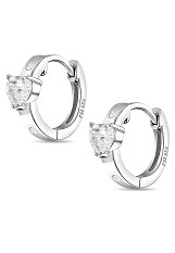superb silver clear cubic zirconia birthstone huggie baby earrings